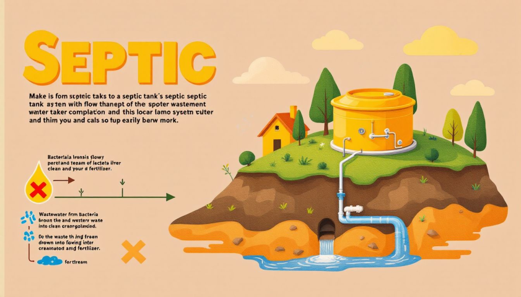 An overview of a septic tank system showing its importance in maintaining water levels.